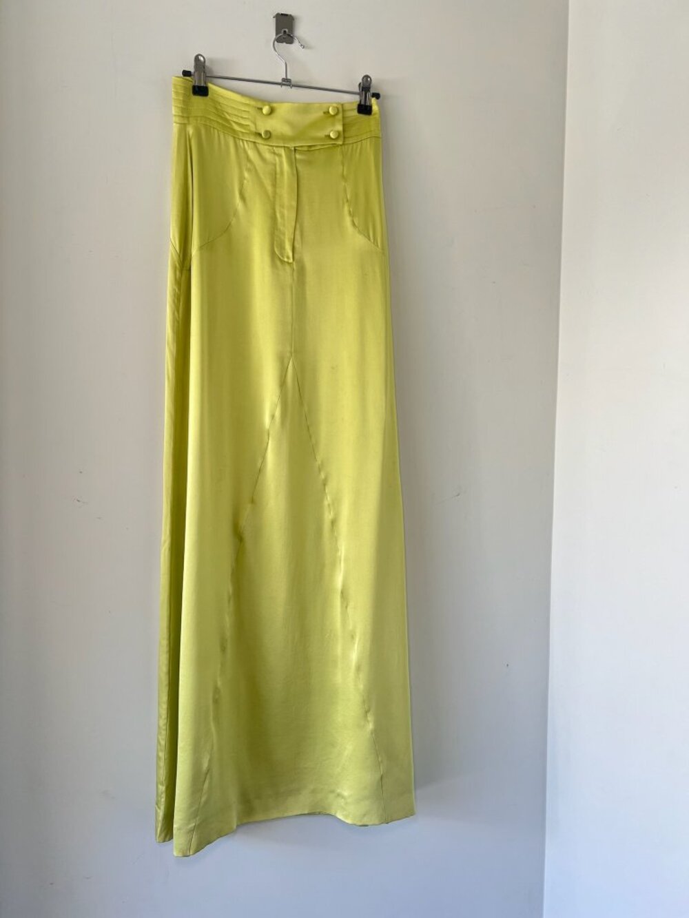 Archival Karl Lagerfeld High Waisted Floor Length Satin Maxi Skirt (09)